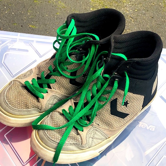 Converse Chuck Taylor All Star Men’s High Top Beige Blue Canvas Sneakers Sz 7.5 - Picture 1 of 11